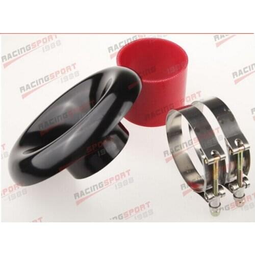 UNIVERSAL 4" VELOCITY STACK FOR COLD / RAM ENGINE AIR INTAKE / TURBO HORN BLACK