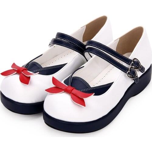 Spring new sweet girl female kawaii japanese cute anime cosplay woman platform harajuku feminine navy bow princess lolita shoes