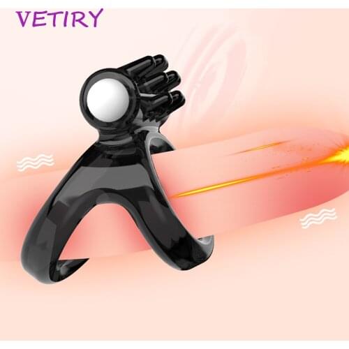 VETIRY Vibrator Penis Ring Cock Ring Dual Ring Delay Ejaculation Couple Lover Sex Porducts Penis Enlargement Sex Toys for Men