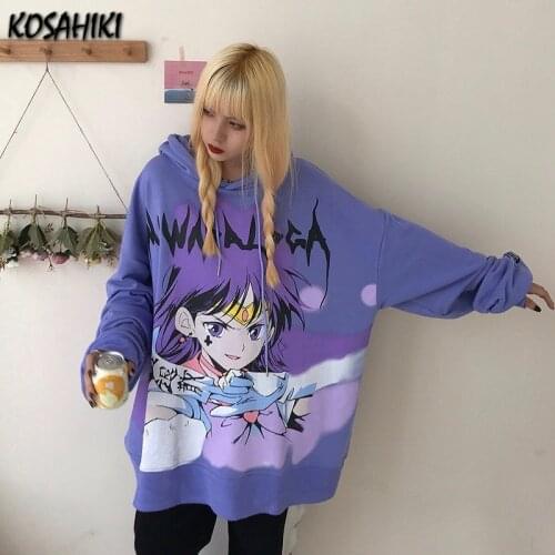 KOSAHIKI 2021 Japanese Harajuku Hooded Sweatshirts Spring Anime Hoodies Streetwear Loose Tops Hooded Casual Ropa Mujer 11a052