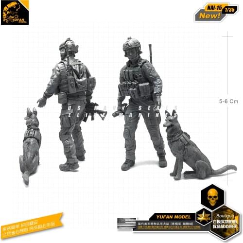 Yufan Model 1/35 Figure Model Kits Modern Us Special Forces And Canine Resin Soldier Model Nai-15