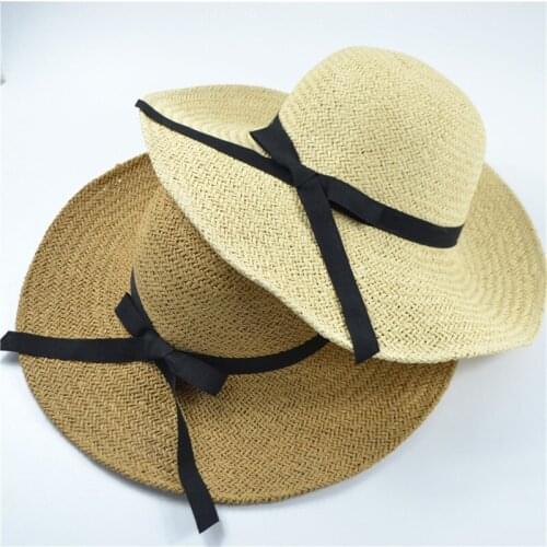 Travel Sun Hat Female Summer Sunscreen Korean Version Fashion Caps Bowknot Wide Brim Hats Sunshade Beach Tourist Visor Cap H060