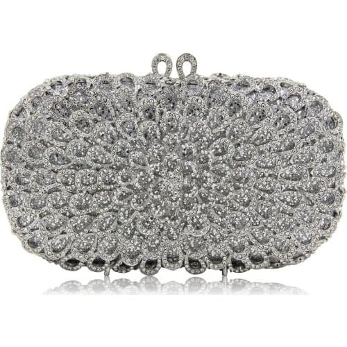 XIYUAN Bridal wedding party purses elegant women evening party clutch wallet luxury shinning diamonds flower crystal clutches