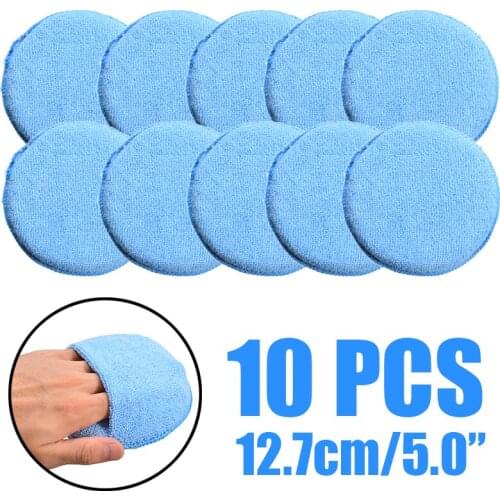 10Pcs New Durable 5" Diameter Washable And Reusable Soft Microfiber Car Wax Applicator Pads Polishing Sponges