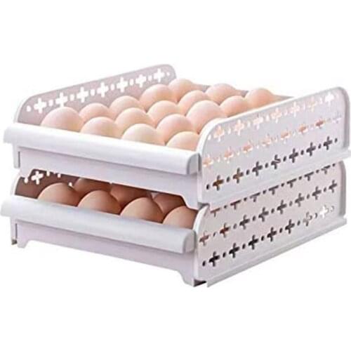 2 Layer Plastic Egg Storage for Refrigerator, Egg Rack, Stackable Multi-Layer Egg Storage, Saving Space