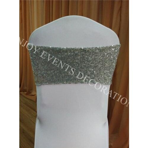 20pcs YHA#60 silver luxury sequins chair band for any chair back decor