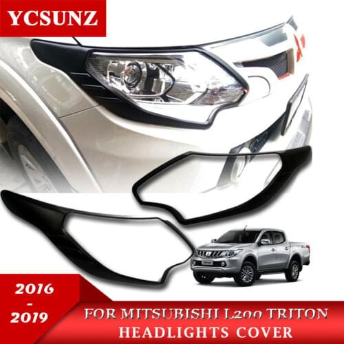 2016-2018 ABS Car Strips Trim For Mitsubishi L200 Triton Pick Up Accessories Black Headlamp Cover For Mitsubishi L200 Triton