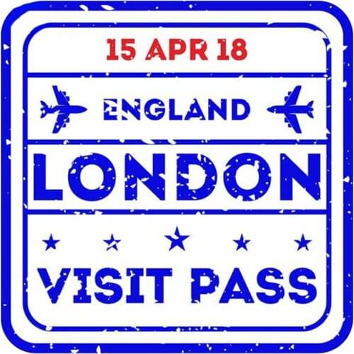 13cm x 12.9cm For London Cit Visa Stamp Motorccle Car Stickers Graffiti Decal 3D Custom Printing Car Door Protector