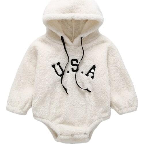 Baby Winter Jumpsuit Girls Boys Romper Newborn Flannel With Hood Warm Long Sleeve Coat Fashion Thick Infant Clothes