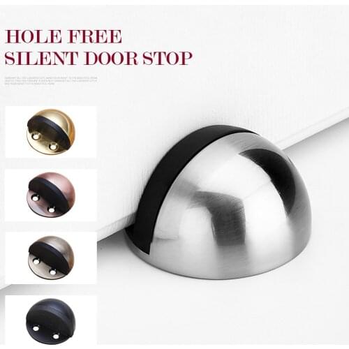 ETUUD Stainless Steel Door Stops Rubber Bumper Door Stopper Non Punching Wood Door Holder Catch Doorstop Furniture Hardware