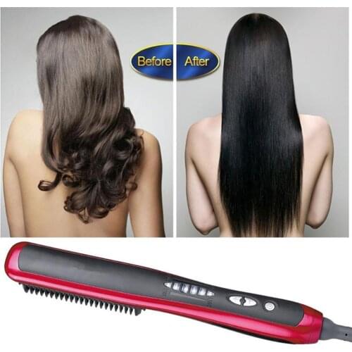 Electric Hair Comb Heating Hot Comb Professional Hair Straightener 2in1 Hot Comb Heated Comb Electric Hair Styling Comb Curler