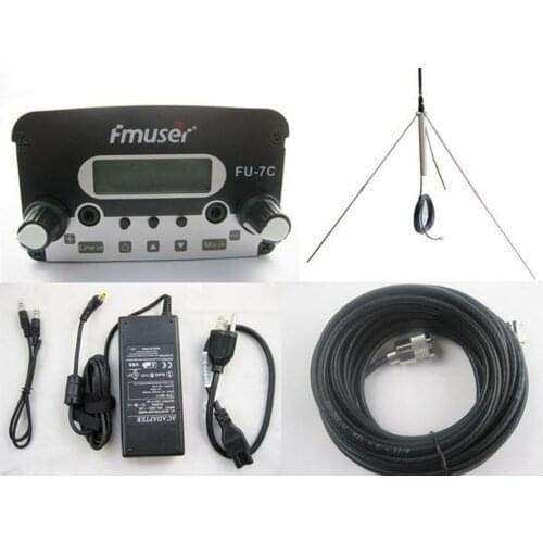 FMUSER FU-7C 7w FM Broadcast Transmitter Audio Wireless and GP100 1/4 Wave Antenna Kit for Radio Station