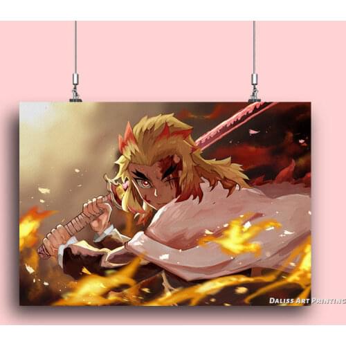 Canvas Anime Demon Slayer Kyoujurou Pictures Home Decoration Paintings Poster HD Prints Wall Art Modular Living Room Framed