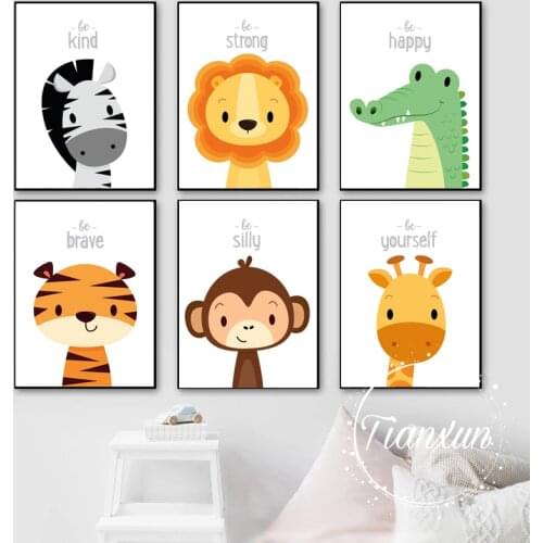 Canvas Posters And Prints Wall Pictures Baby ChildrenS Room Decoration Animal Prints Inspirational Posters Home Decor Posters