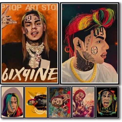 WTQ Canvas Painting Retro Poster 6ix9ine Kwall Decor Wall Art Picture for Living Room Decoration Home Deco
