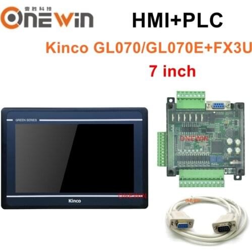 Kinco GL070 GL070E HMI Touch Screen Kit 7 inch panel and FX3U 14/24/32/48/56 MT/MR PLC with program cable