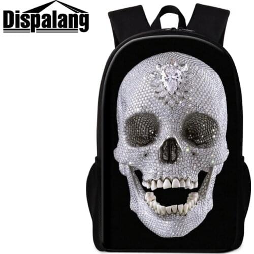 Dispalang Cool Skull Backpack Patterns Personalized School Bag for Teenager Boys Primary Students Bookbag Girls Day Pack Mochila