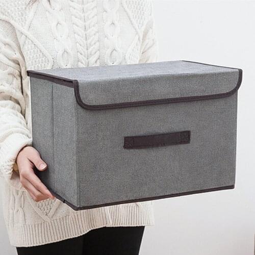 Storage Boxes with Lids No Smell Polyester Fabric Clear Storage Baskets Containers Bins With Double Cover Organizer