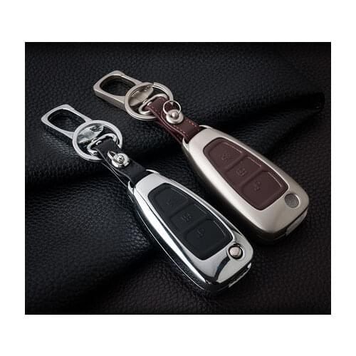 Leather Car Styling Key Cover Case Auto Accessories For Ford Fiesta Focus 2 3 ST Mondeo Kuga Ecosport Ranger Escape