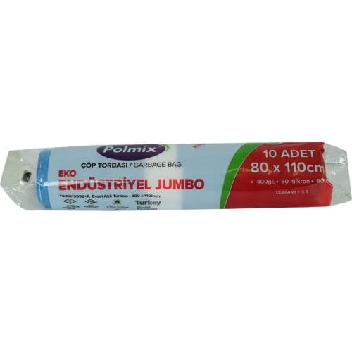 Garbage Bag Jumbo Size 80x110Cm 400Gr 50Mikron 90Lt Blue Roll 10 Pcs