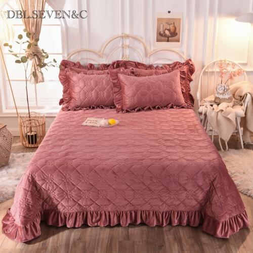 Soft crystal velvet Bedspread on the bed thicken blanket winter bed covers Ruffle Coverlet Linens quilt Bedspreads for bed sheet