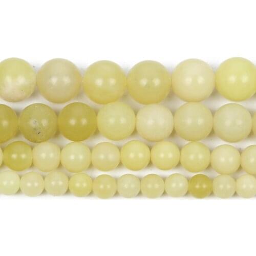Natural Stone Lemon Jadee Gem Charm Round Loose Beads For Jewelry Making Needlework Bracelet DIY Strand 4/6/8/10/12 MM