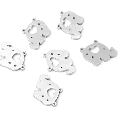 ASON 10pcs/Lot Cute Silver Color Elephant Charms For Necklace Bracelet Pendant Stainless Steel Handmade DIY Jewelry Accessories