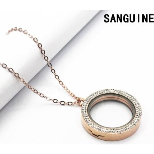 Wholesale 1pcs Glass Crystal Aroma Essential Oil Diffuser 316 Stainless Steel 30mm Floating Lockets 50cm chain Pendant Necklaces