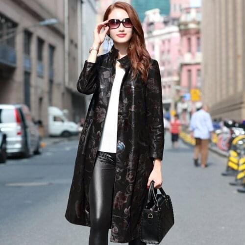 Autumn Jacket Leather Winter Jacket Women Genuine Sheepskin Coat Female Vintage Long Windbreaker Chaqueta Mujer 91856
