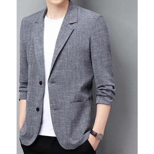 Mens Cotton Linen Suit Jacket Spring Summer Loose Casual Gray Blazers Plus Size Long Sleeve Business Black Coat Terno Masculino