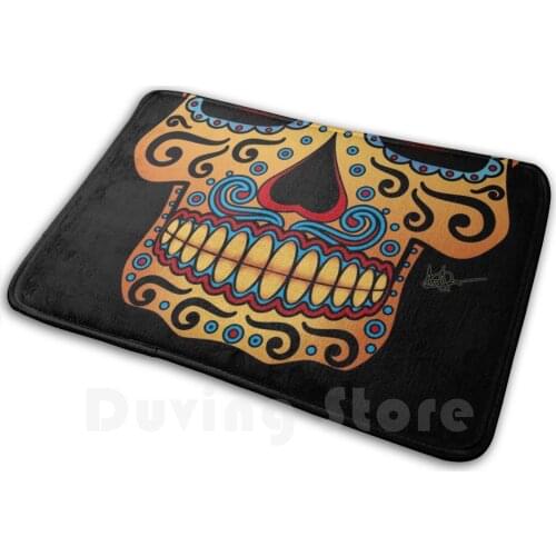 Tribal Mexican Skull Mat Rug Carpet Anti-Slip Floor Mats Bedroom Mexican Skull Skull Carpet Mexican Husk Sugar Skull