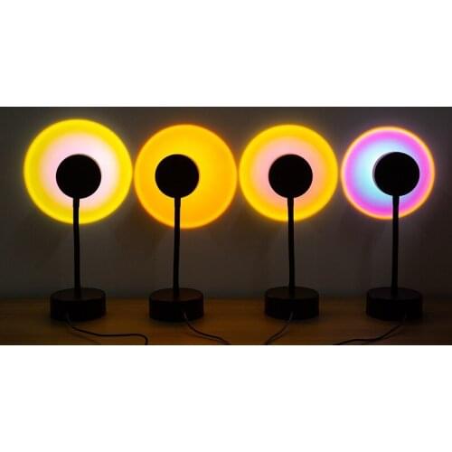 USB Rainbow Sunset Red Projector Led Night Light Sun Projection Desk Lamp for Bedroom Bar Coffee Store Wall Decoration Lighting