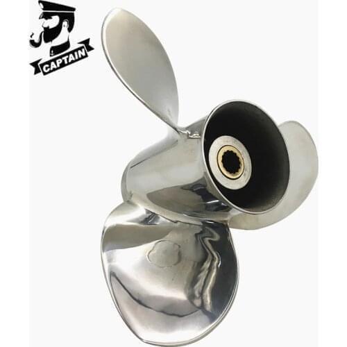 Stainless Steel Propeller 9.25X10 Fit Tohatsu Outboard Engines 9.9HP 12HP 15HP 18HP 20HP 14 Tooth Spline RH 3BAB64521-1