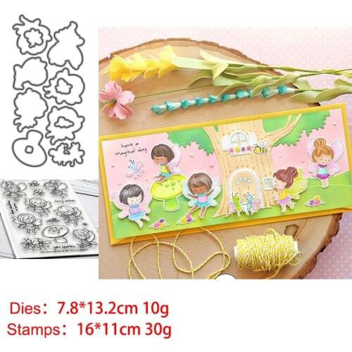 Bee Fairy Clear Stamps and Metal Cutting Dies DIY Scrapbooking Paper Photo Album Crafts Seal Punch Stencils
