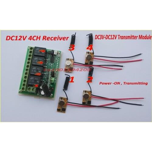 Remote Control Switches DC12V 4CH Relay Receiver MCU Controller+EV1527 Transmitter Remote Control 1CH Relay 1 Transmitter