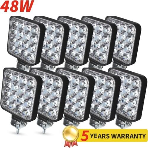 XINFOK 12 Volt Headlight 24V LED Lamp 3030 SMD 48 Watts 6500K Spotlights Work Light for Car Truck 4WD 4x4