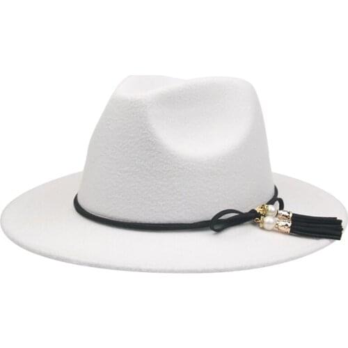 Women hats solid rope band fringe felted hats khaki white black fashionable outdoor panamas women hats winter summer men hats