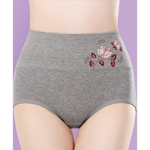 Pure cotton womens underwear high waisted stretchy comfortable breathable beautiful The abdomen ladies panties
