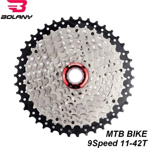 BOLANY 9 Speed Cassette Gear Ratio 11-42T MTB Bike Freewheel Steel Silver black Mountain Bike Sprocket For Cassete Sram Shimano