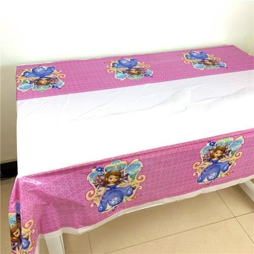 108x180cm 1pcs Princess Sofia Theme Tablecloth Kids Happy Birthday Party Supplies Decoration Baby Shower Disposable Table Cover