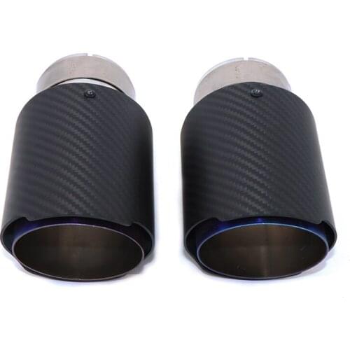 1pcs exhaust pipe modified carbon fiber twill bright material exhaust tail throat 304 roasted blue 170mm length tail mouth DZ011