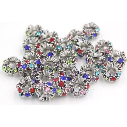 10pcs DIY Beads 5mm Big Hole 13mm Multi Colors Crystal Rhinestone Beads Fit European Bracelets For Women Jewelry Making Pulsera