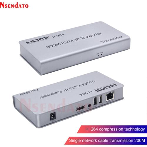 200M USB HD KVM IP Extender Extension CAT6 6A TCP/IP Transmitter Receiver Cascade For USB Keyboard Mouse Laptop PC To Monitor TV
