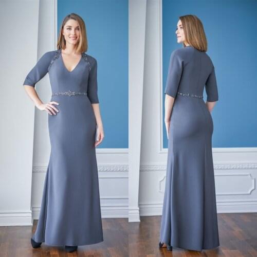 2020 Fashion Mother of the Bride Dresses V Neck Half Sleeves Lace Evening Gowns Custom Made Floor Length Wedding Guest Dress