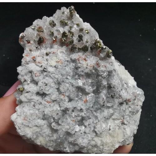 219.6g natural red crystal and colored pyrite calcite associated mineral specimen stone and crystal healing crystal quartz