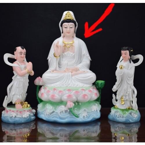 48CM large Asia high-grade Buddha statue Home store company FAMILY bless safe GOOD LUCK Guanyin Buddha jade gilding Sculpture
