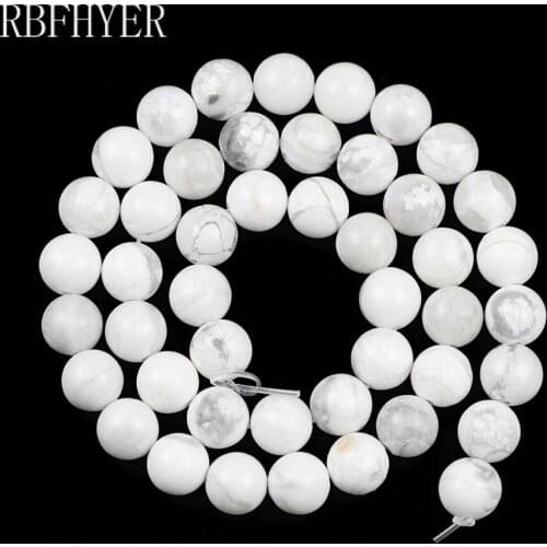 White Howlite Natural Turquoises Stone Beads Round Loose Bead For Jewelry Making DIY Bracelet Necklace 15'' Strand 4/6/8/10/12mm