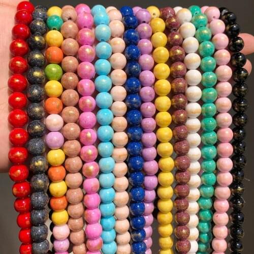 4/6/8/10/12mm Lapis Lazuli Jades Gold Stone Natural Beads for Jewelry Making DIY Round Loose Spacer Beads Bracelet Accessories