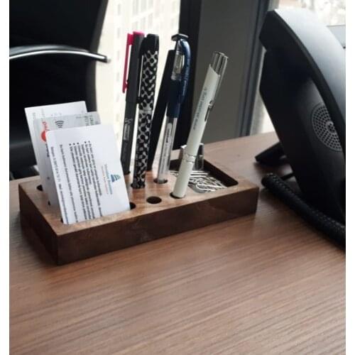 Black walnut wooden business card storage box, business card holders, desk pen holder, wooden card stand, Desk organizer