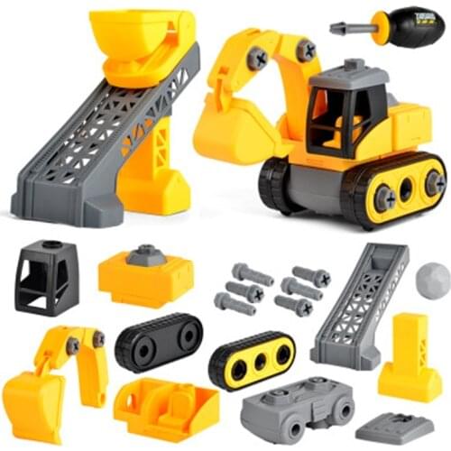 DIY dozer toy excavator engineering car assembled toy car inertia disassembly assembly excavator child gift boy girl high qualit